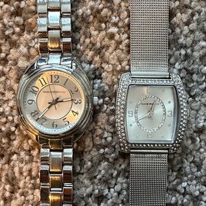 Lot of 2 Isaac Mizrahi Silver Womens Watches (2) - Crystal Accents - Great Shape